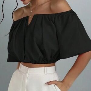 Shein Black Off-Shoulder Crop Top